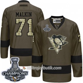 Män Ishockey Pittsburgh Penguins Tröja Evgeni Malkin 71 Adidas 2017-2018 Camo Grön 2017 Stanley Cup Champions Authentic